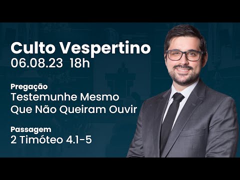 🔴 Culto Vespertino | 6/8 18h – Pr. Gabriel Junqueira