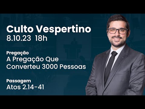 🔴 Culto Vespertino | 8/10 18h – Pr. Gabriel Junqueira